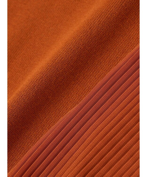 Green Parks 袖プリーツドッキング５分袖ニットプルオーバー Orange