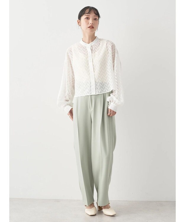 earth music&ecology ツッキリジャガードショートブラウス Off White