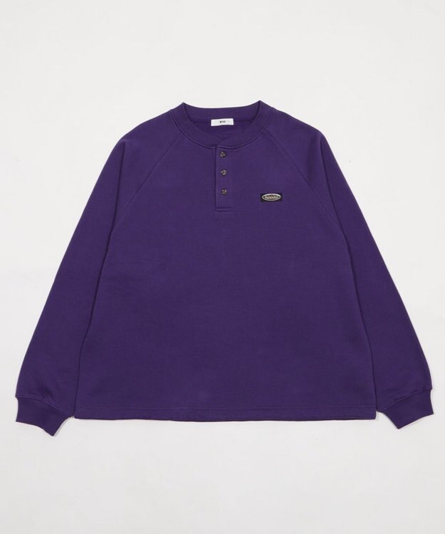 WEGO 【ユニセックス着用ITEM/MLサイズ展開/裏起毛】ショートドロストヘンリーネックプルオーバー パープル