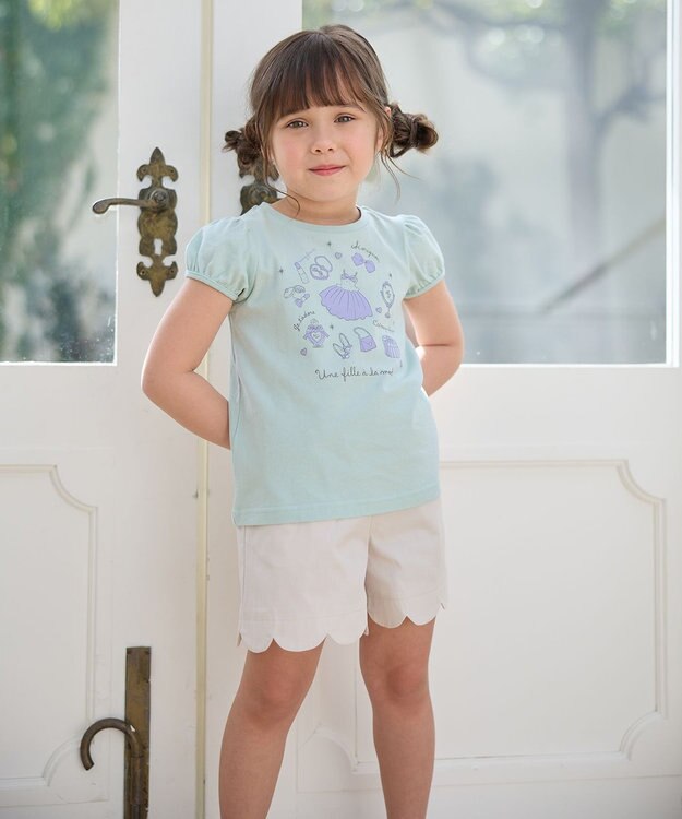 ANY KIDS 【WEB限定】7days プリント 半袖 Tシャツ ミント×コスメ