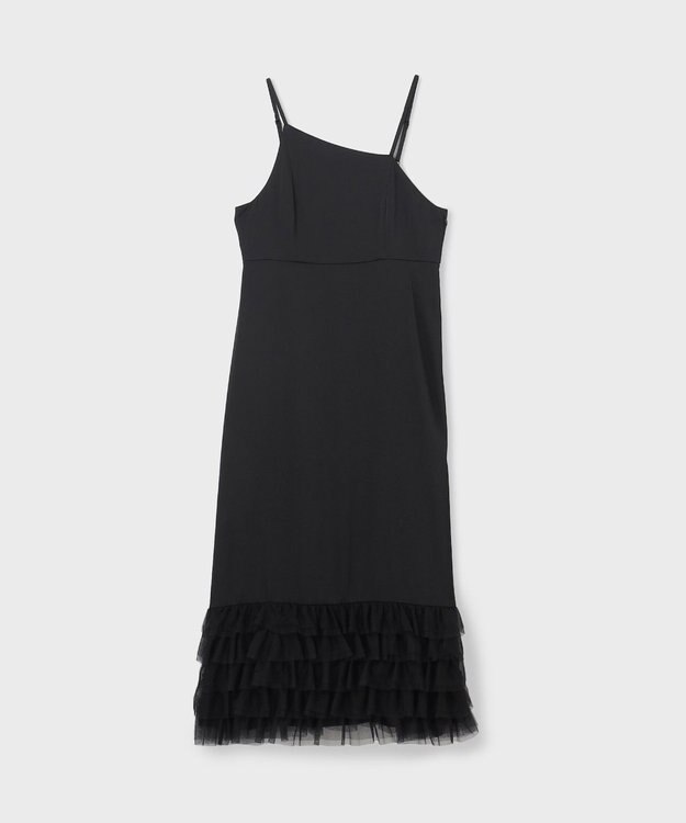 GRACE CONTINENTAL フリルチュールサテンキャミワンピース ブラック