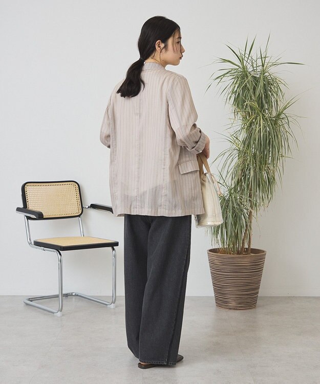 AMERICAN HOLIC シアーストライプジャケット Gray Beige
