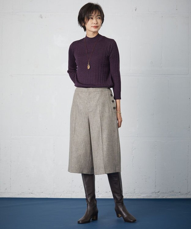 J.PRESS LADIES 【洗える】KNIT BASIC ハイネック ニット パープル系