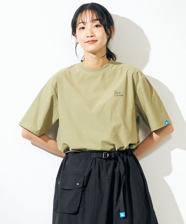 SHARE PARK LADIES 【UVカット・吸水速乾・ストレッチ・軽量 】バックプリントTシャツ カーキ系