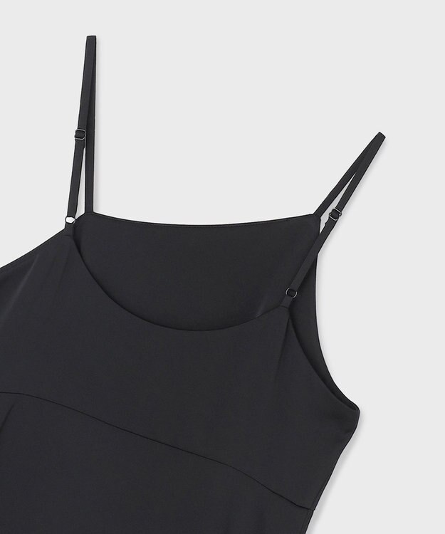 GRACE CONTINENTAL フリルチュールサテンキャミワンピース ブラック