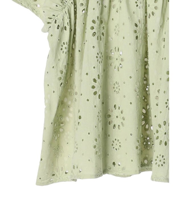 earth music&ecology コットンレースＶネックブラウス Off White