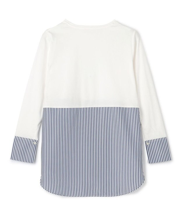 UNFILO シャツコンビレイヤードTシャツ オフ×ストライプ