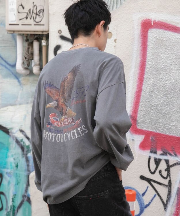 WEGO 【ユニセックス着用ITEM】ピグメントグラフィックT（LS） 柄1