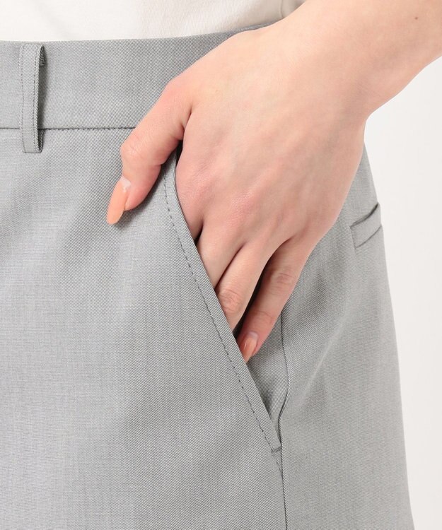 J.PRESS LADIES 【シワになりにくい】コットンフィッティーシャーク ワイドパンツ ライトグレー系