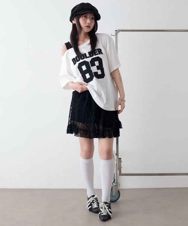 WEGO レースフリルスカート ブラック