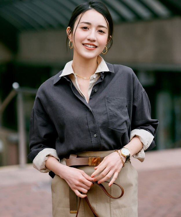 ANY 【Sサイズあり】ヨーロピアンリネンオーバーシャツ スレート