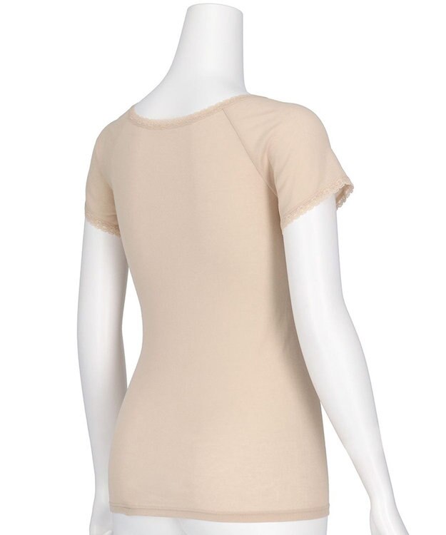 Wing インナー 綿100％(身生地部) 【綿100％ シャリ感タイプ】 3分袖 半袖 春 夏 EL6364 ウイング／ワコール ベージュ