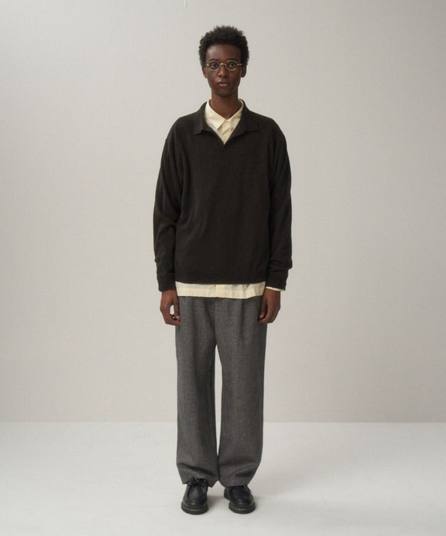 ATON LINEN WOOL TWILL | ルーズフィットパンツ - UNISEX CHECK