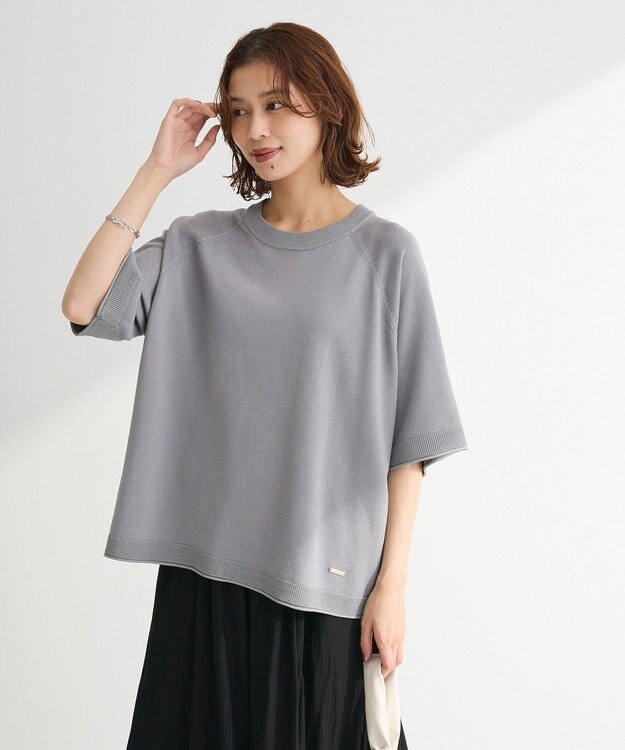 Green Parks トレーナー風ニットプルオーバー Gray