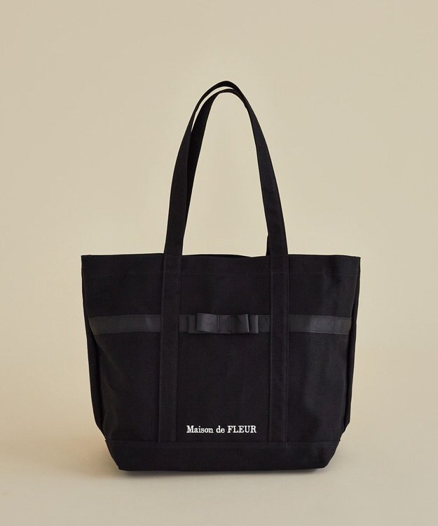 Maison de FLEUR マルチポケット帆布トートMバッグ Black