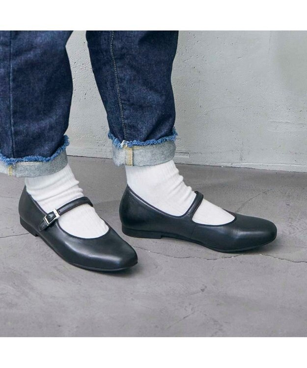 ing <ing>【WEB限定】ストラップフラットシューズ ブラック