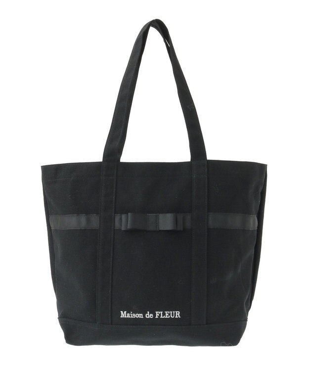 Maison de FLEUR マルチポケット帆布トートMバッグ Black