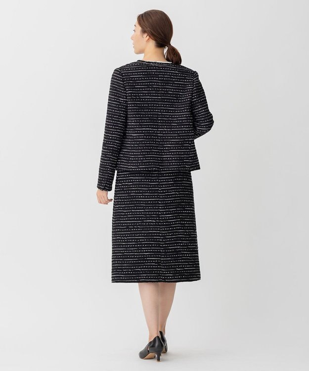 自由区 【XSサイズ～/セット可】カラミツイード ノーカラージャケット ブラック系8