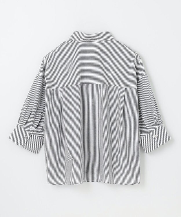 ANY コットンエアーウォッシュ5分袖シャツ ストライプ