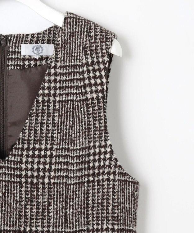 J.PRESS LADIES L ウールシルクツイードグレンチェック ジャンパースカート ブラウン系3