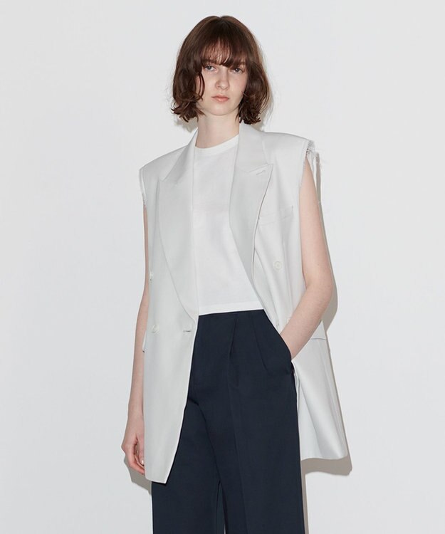 NAVE ウールポリエステルツイル ジレ アイボリー系