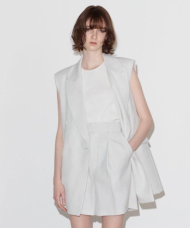 NAVE ウールポリエステルツイル ジレ アイボリー系