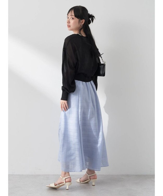 earth music&ecology シアーラメＶネックカーディガン Black