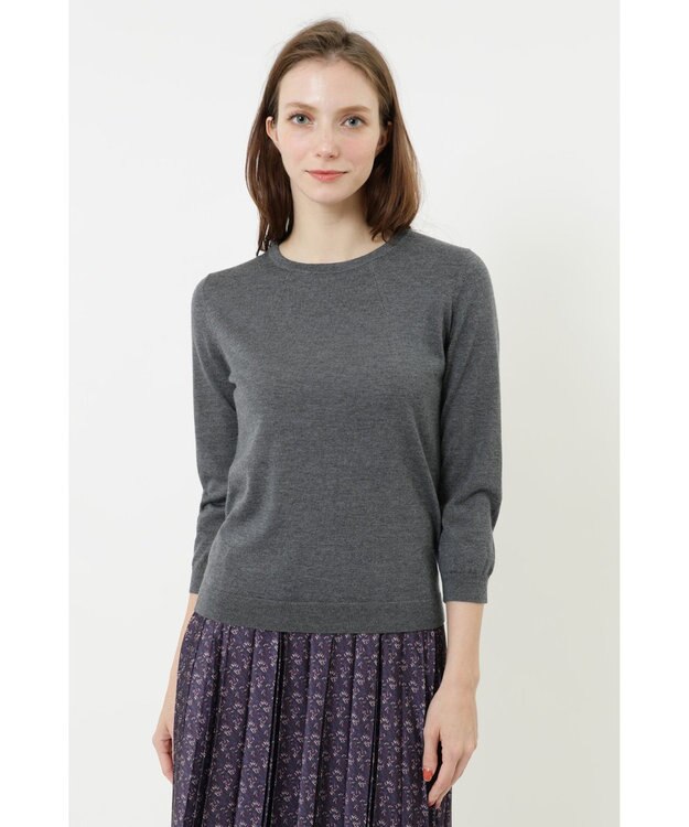 DAKS クルーネックウールニットプルオーバー グレー