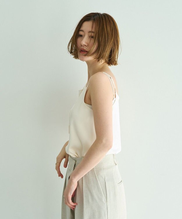 YECCA VECCA ボートネックサテンキャミ Ivory