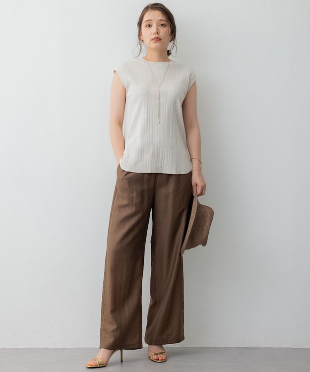 23区 S 【SLOW/一部店舗限定】ランダムリブフライス フレンチスリーブ カットソー ベージュ系