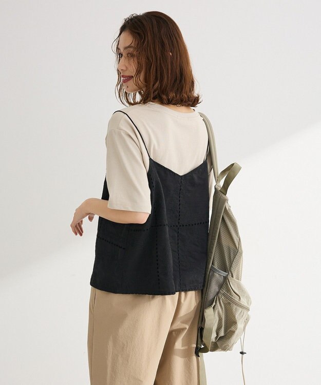 Green Parks 前後２ＷＡＹレース刺繍ビスチェ Black