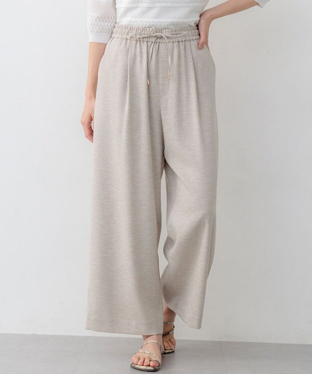 組曲 L 【先行予約】ライトリネンライクイージーワイド パンツ ベージュ系
