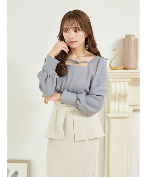 earth music&ecology ２ｗａｙストラップブラウス Grayish Blue