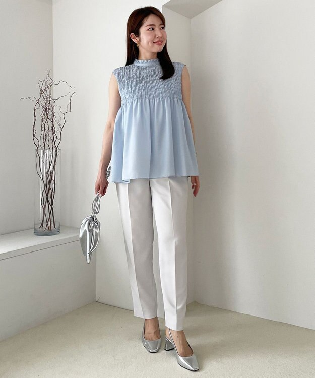 UNFILO 【WEB限定】シアーシャーリングブラウス サックス