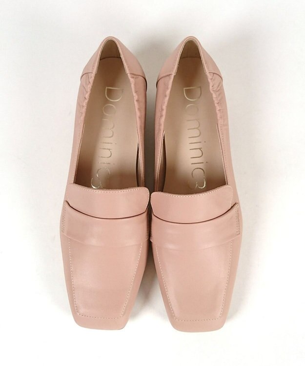 Dominic3 晴雨兼用 サイドギャザー ソフトレザーローファー ピンクベージュ