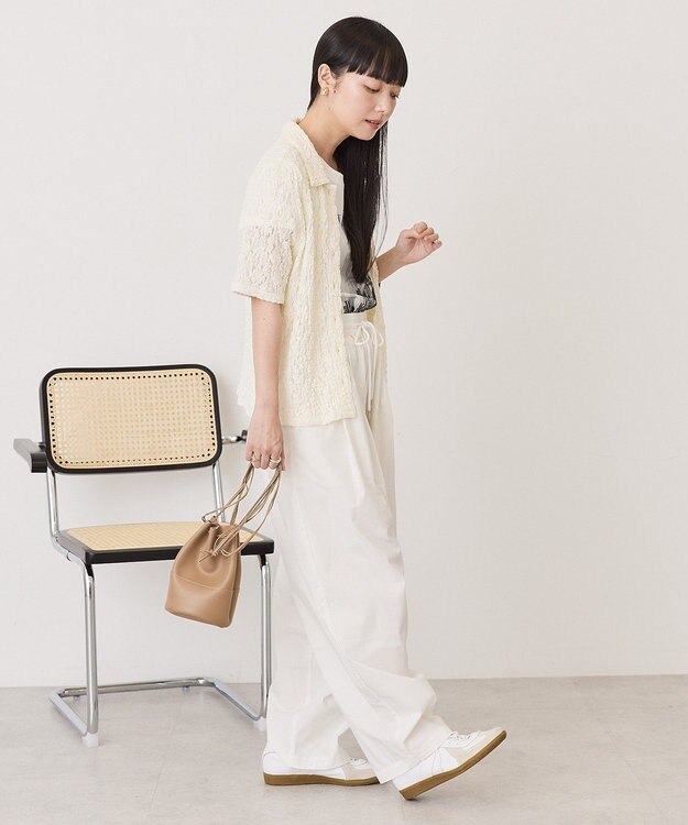 AMERICAN HOLIC 半袖襟付きレースカーディガン Ivory