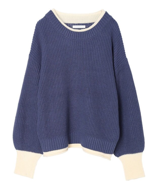 Green Parks ・Ｐｅｔｉｔ　Ｆｌｅｕｒ　レイヤード風ハイショクニット Blue