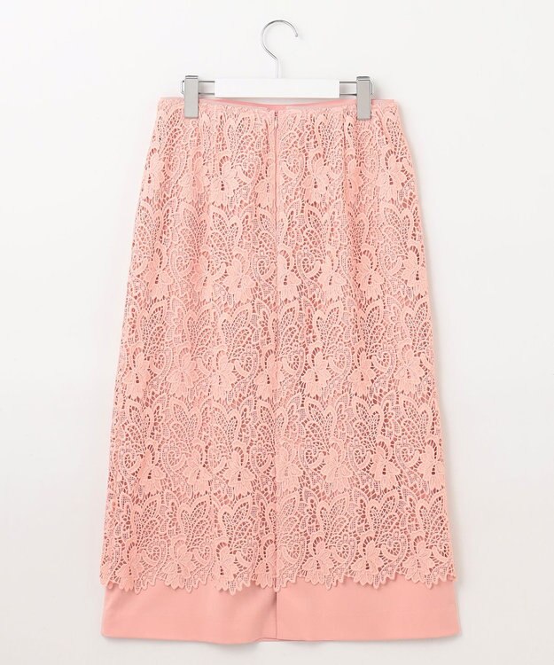 自由区 【洗える】ボタニカルレース スカート ピンク