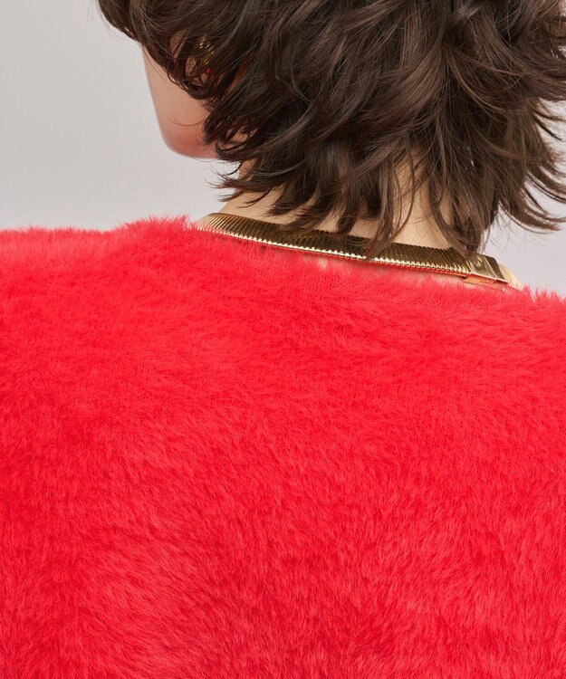 GRACE CONTINENTAL フェザーショートニットカーディガン レッド