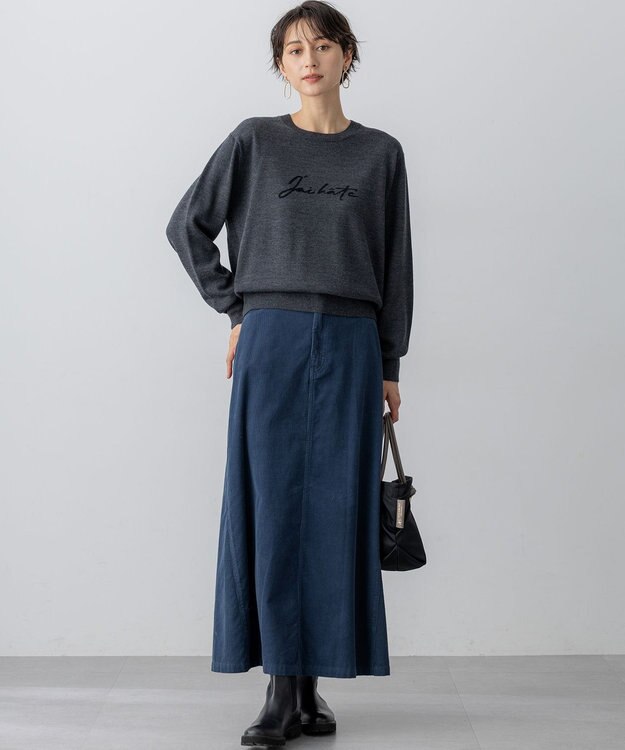 23区 S 【洗える】インターシャ ロゴ ニット グレー系