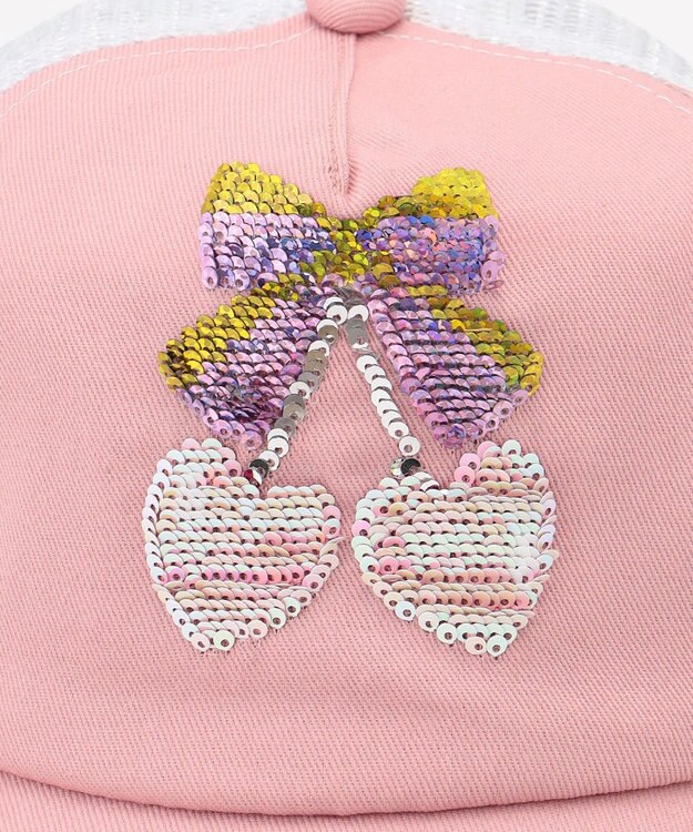 ANY KIDS スパンコール メッシュ キャップ ピンク×チェリー