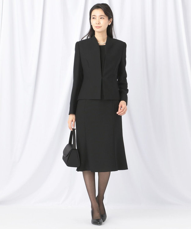 自由区 FORMAL 【前開きワンピース】ネルファータリンググログラン ジャケット+ワンピース ブラック系