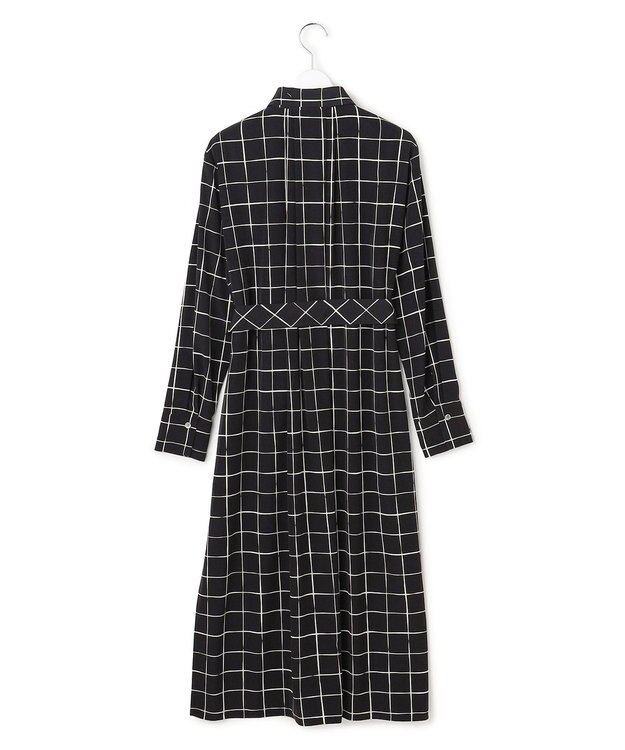 ICB L 【30th ANNIVERSARY】 ウィンドウペンプリント シャツワンピース ブラック×アイボリー