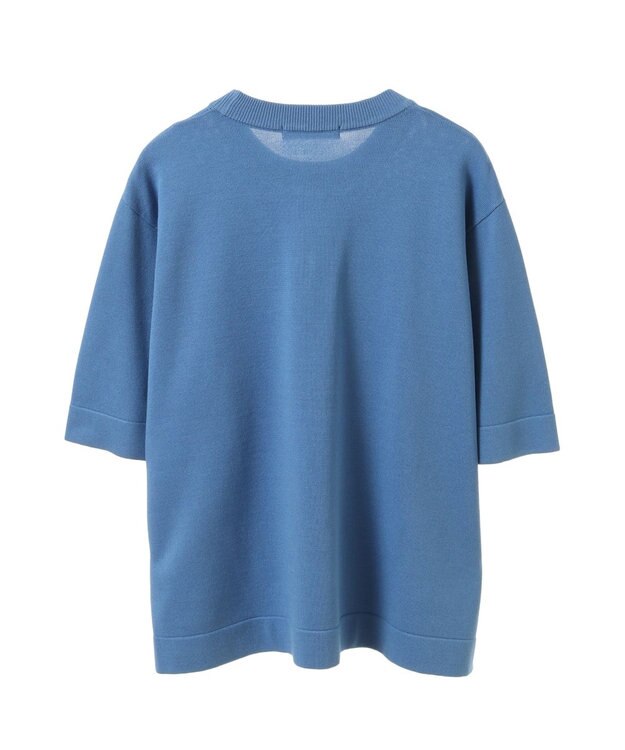 Green Parks 袖裏配色５分袖ニットプルオーバー Blue