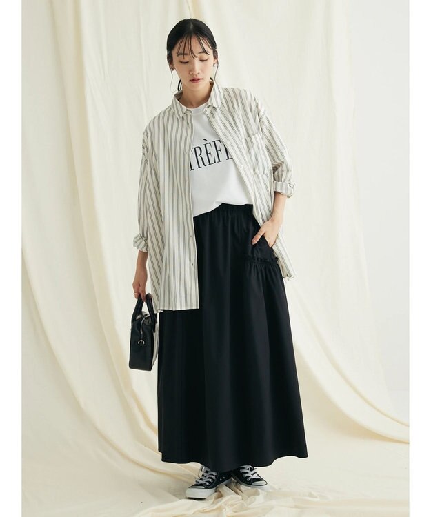 CRAFT STANDARD BOUTIQUE サイドフリルギャザースカート Black