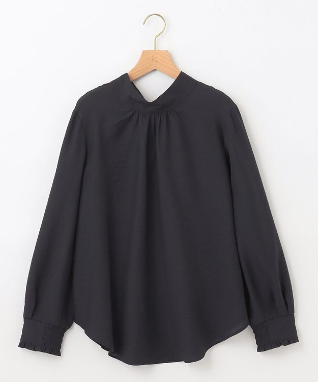組曲 【セットアップ対応・前後着用可】ニュアンスシフォン ブラウス ネイビー系