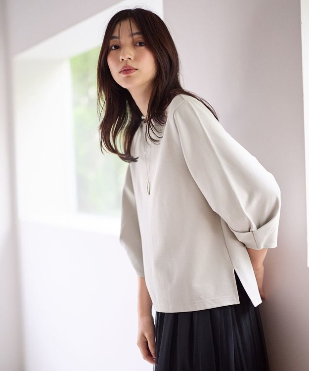 ANY L 【洗濯機可】袖タックプルオーバー サンドベージュ