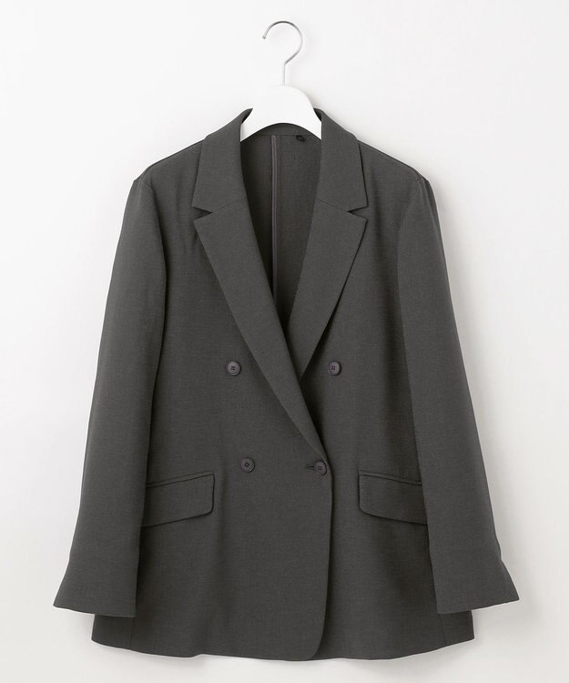 自由区 S 【ドラマ「明日はもっと いい日になる」着用】【セットアップ対応・接触冷感・洗える】リネンライクシンセティックテーラード ジャケット スレート