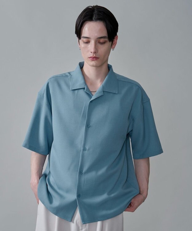 WEGO 【速乾/しわになりにくい/MLサイズ展開】ドライポリオープンカラーシャツ（SS） サックス