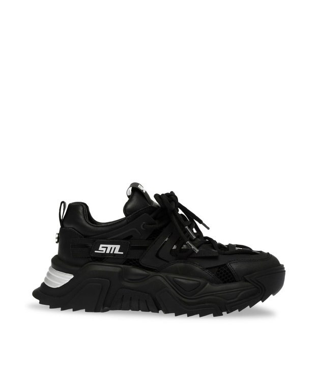 STEVE MADDEN KINGDOM ボリュームソールダブルレースアップスニーカー ブラック